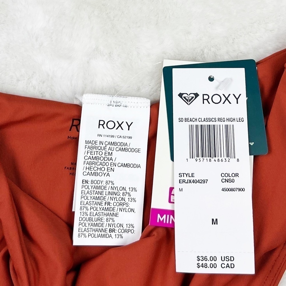NWT Roxy Beach Classics High Leg Bikini Bottoms Baked Clay - Picture 7 of 8